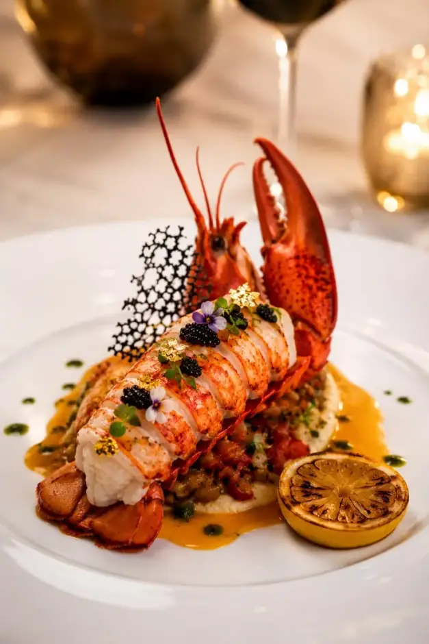 Lobster & Caviar — private chef menu in a Mykonos villa